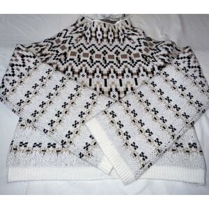 Steve Madden Madden Girl Pullover Sweater And Hat Set Brown/Beige Large